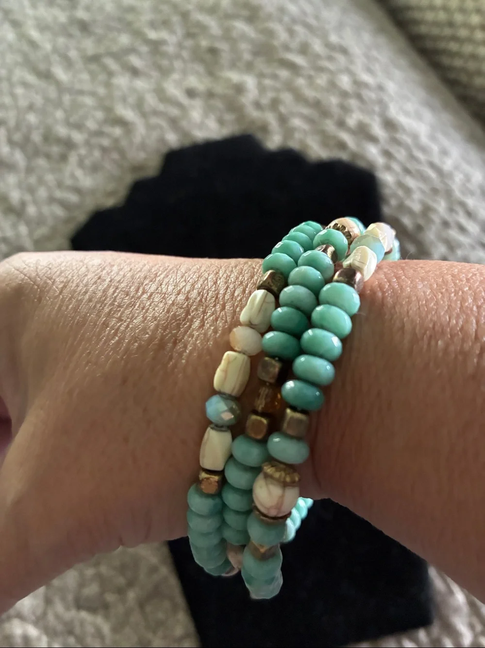 Turquoise Beaded Coil Bracelet - Unbranded - Picture 4 of 5